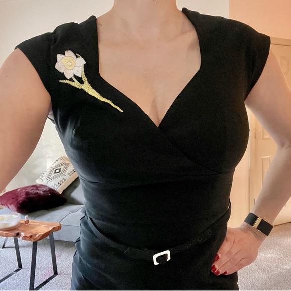 Bombshell Vintage Stop Staring Pencil skirt Paris Dress M 6 Dita Pinup 50ies - Picture 3 of 11